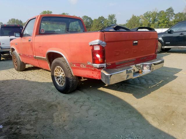 1B7FL26X2LS764085 - 1990 DODGE DAKOTA RED photo 3