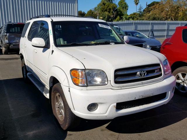 5TDZT38A82S069662 - 2002 TOYOTA SEQUOIA LI WHITE photo 1