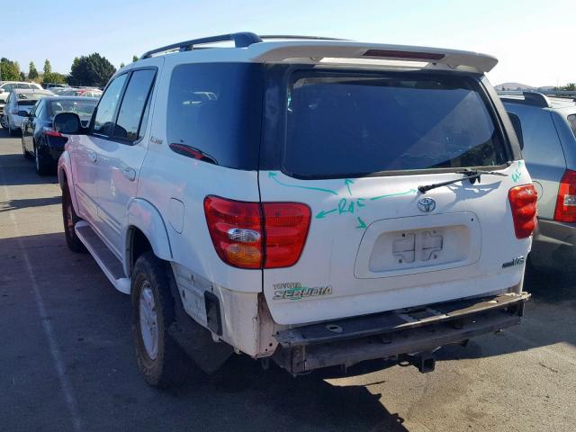 5TDZT38A82S069662 - 2002 TOYOTA SEQUOIA LI WHITE photo 3