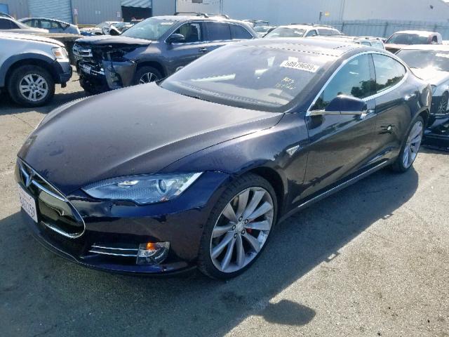 5YJSA1H15EFP55971 - 2014 TESLA MODEL S BLUE photo 2