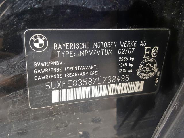 5UXFE83587LZ38496 - 2007 BMW X5 4.8I BLACK photo 10