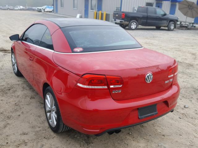 WVWBW8AH4DV000974 - 2013 VOLKSWAGEN EOS KOMFOR RED photo 3