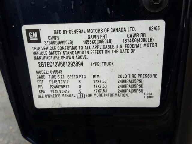 2GTEC13V661293894 - 2006 GMC NEW SIERRA BLUE photo 10