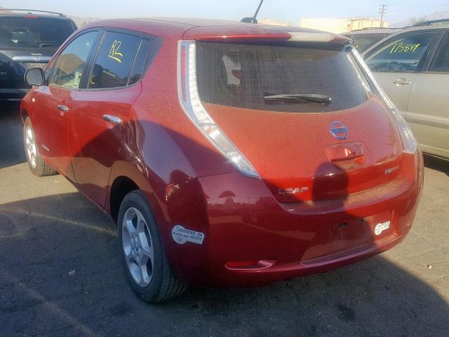 JN1AZ0CP4CT019238 - 2012 NISSAN LEAF SV MAROON photo 3