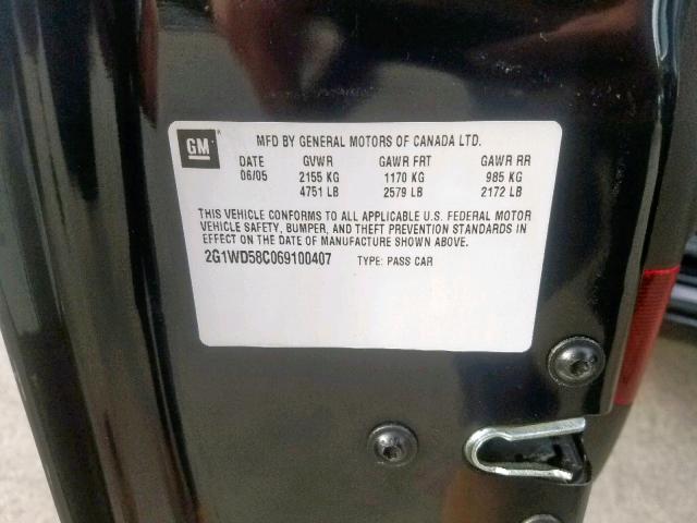 2G1WD58C069100407 - 2006 CHEVROLET IMPALA SUP 黑色 照片 10