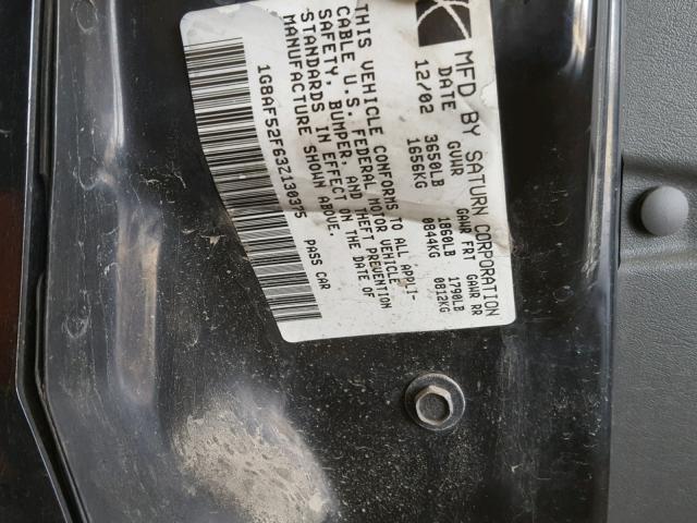 1G8AF52F63Z130375 - 2003 SATURN ION LEVEL BLACK photo 10