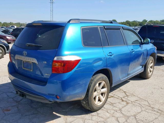 JTEES41A382045086 - 2008 TOYOTA HIGHLANDER BLUE photo 4