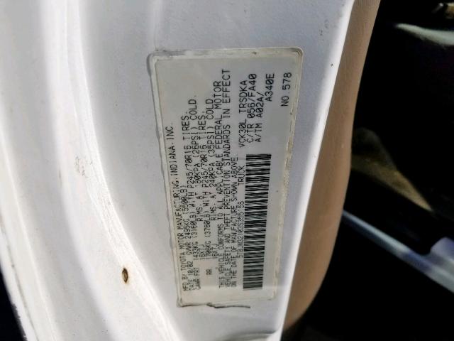 5TBJN32103S355158 - 2003 TOYOTA TUNDRA WHITE photo 10