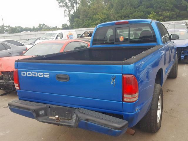 1B7GL22X91S204846 - 2001 DODGE DAKOTA BLUE photo 4