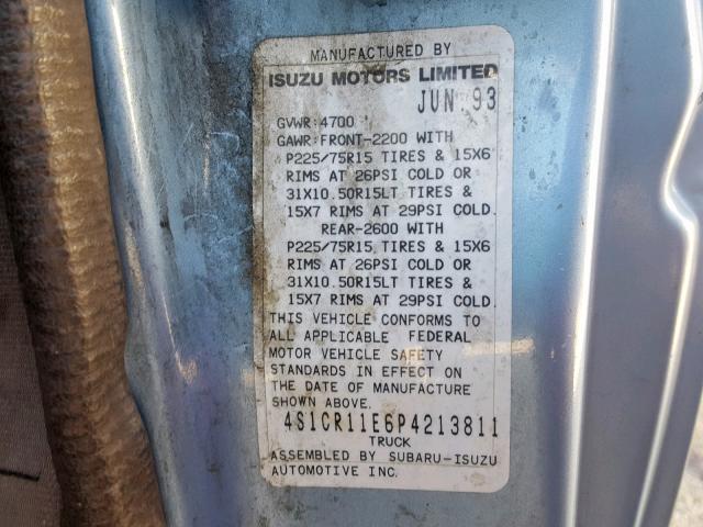 4S1CR11E6P4213811 - 1993 ISUZU CONVENTION GRAY photo 10