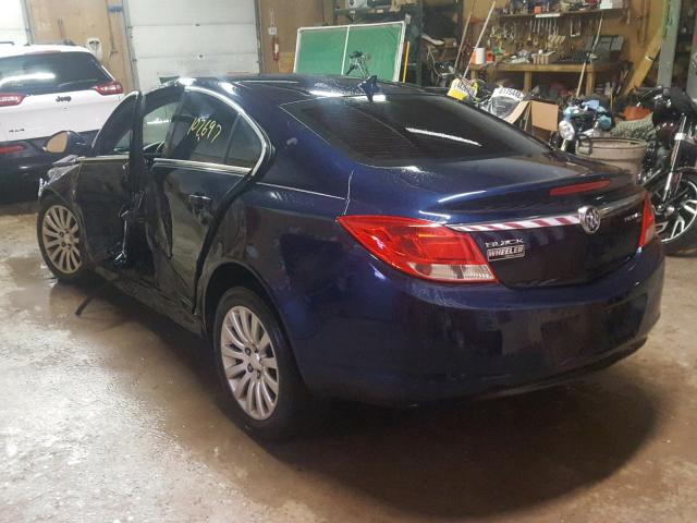 2G4GN5ECXB9180673 - 2011 BUICK REGAL CXL BLUE photo 3