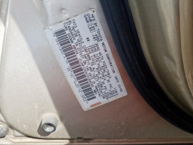 JTJHF10UX10184095 - 2001 LEXUS RX 300 GOLD photo 10