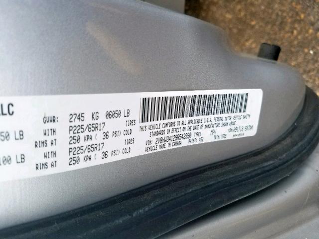 2V8HW34129R542990 - 2009 VOLKSWAGEN ROUTAN SE SILVER photo 10