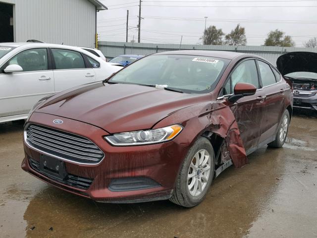 3FA6P0G71FR136824 - 2015 FORD FUSION S MAROON photo 2