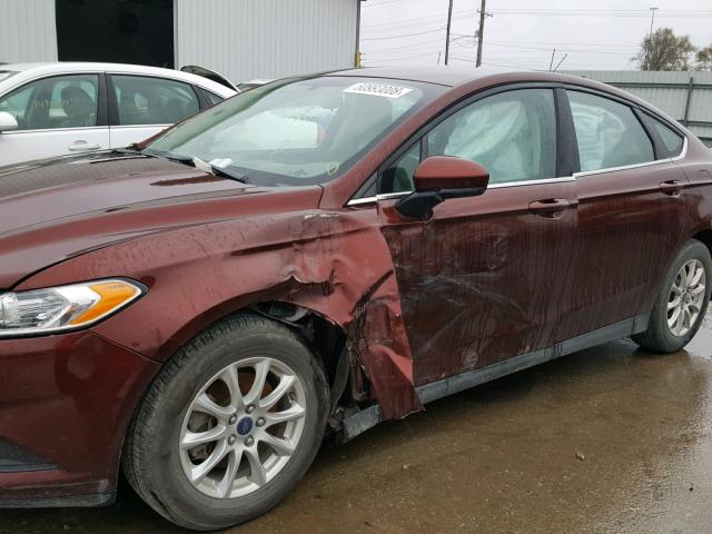 3FA6P0G71FR136824 - 2015 FORD FUSION S MAROON photo 9