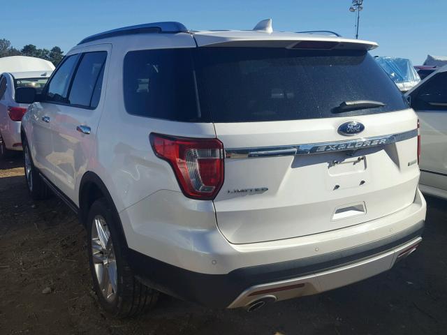 1FM5K7FH0HGC52092 - 2017 FORD EXPLORER L WHITE photo 3