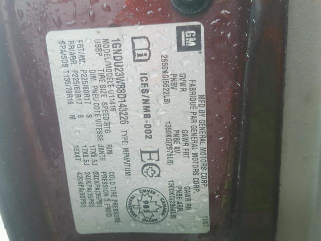 1GNDU23W88D143226 - 2008 CHEVROLET UPLANDER L 栗色 照片 10