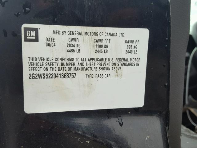 2G2WS522041368757 - 2004 PONTIAC GRAND PRIX შავი ფოტო 10