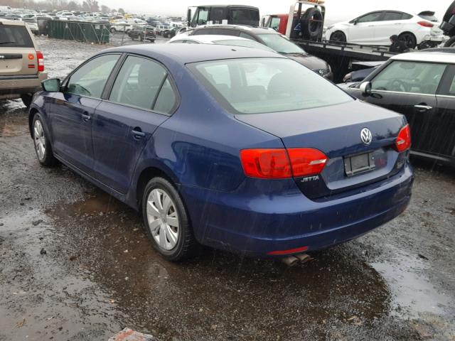 3VW2K7AJ6DM364328 - 2013 VOLKSWAGEN JETTA BASE Կապույտ լուսանկար 3