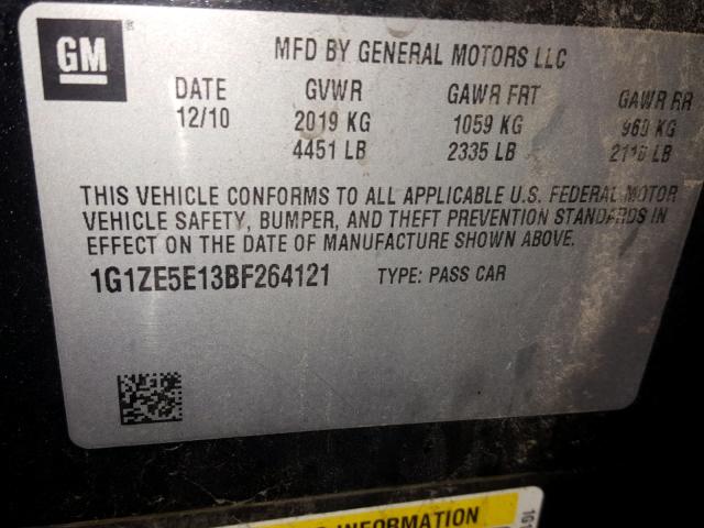 1G1ZE5E13BF264121 - 2011 CHEVROLET MALIBU LTZ შავი ფოტო 10