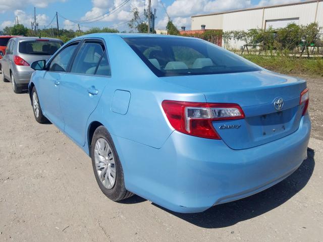 4T4BF1FKXDR327737 - 2013 TOYOTA CAMRY L BLUE photo 3