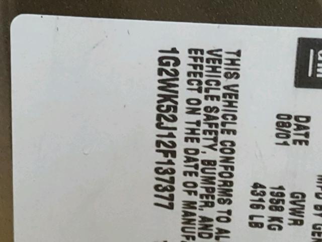 1G2WK52J12F137377 - 2002 PONTIAC GRAND PRIX 银色 照片 10