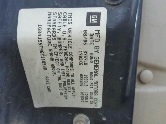 1G8AJ55F96Z118588 - 2006 SATURN ION LEVEL GREEN photo 10