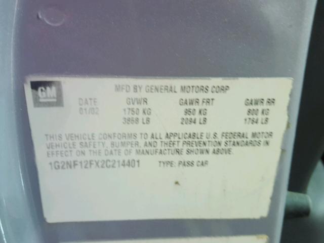 1G2NF12E72C272361 - 2002 PONTIAC GRAND AM S Gümüş foto 10