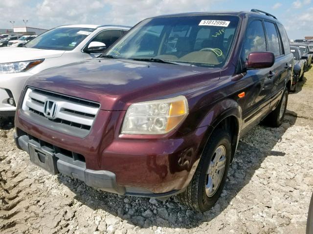 5FNYF28258B005646 - 2008 HONDA PILOT VP BURGUNDY photo 2