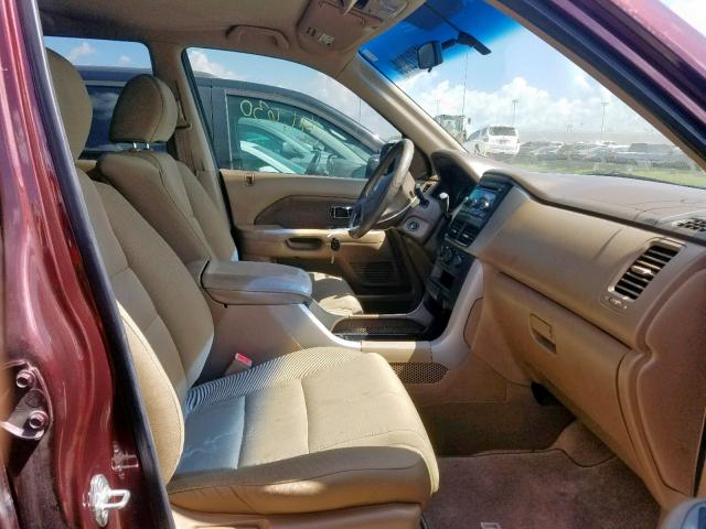 5FNYF28258B005646 - 2008 HONDA PILOT VP BURGUNDY photo 5