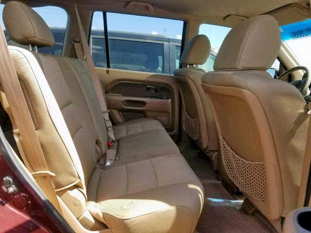 5FNYF28258B005646 - 2008 HONDA PILOT VP BURGUNDY photo 6