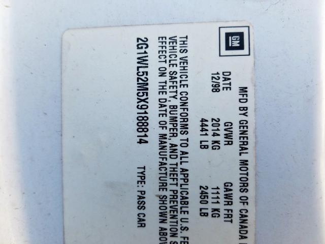 2G1WL52M5X9188814 - 1999 CHEVROLET LUMINA BAS Ağ foto 10