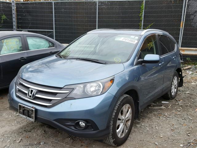 5J6RM4H78DL045545 - 2013 HONDA CR-V EXL TEAL photo 2