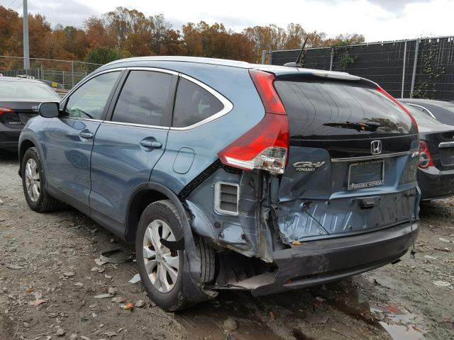 5J6RM4H78DL045545 - 2013 HONDA CR-V EXL TEAL photo 3