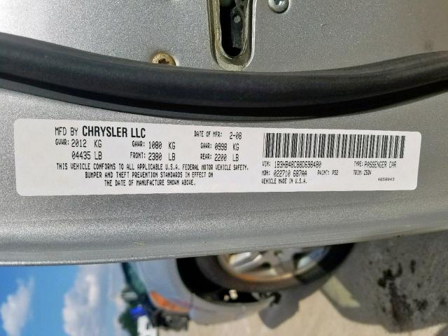 1B3HB48C88D698480 - 2008 DODGE CALIBER SX SILVER photo 10