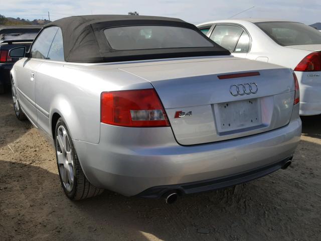 WUARL48HX4K900157 - 2004 AUDI S4 QUATTRO SILVER photo 3