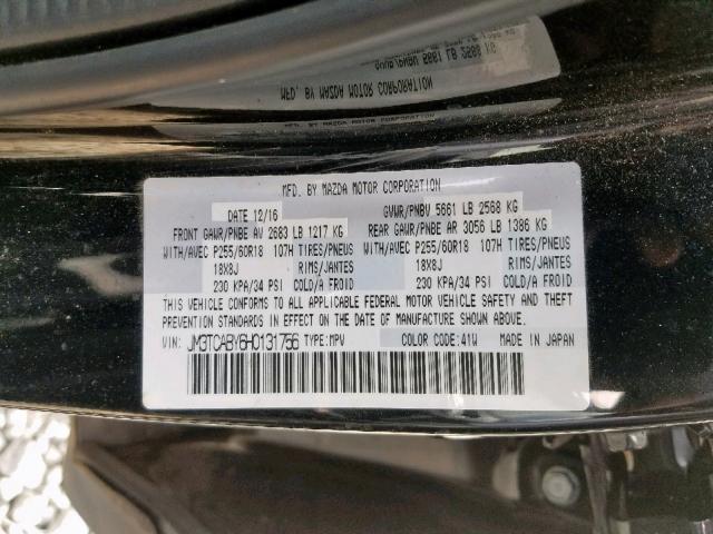 JM3TCABY6H0131756 - 2017 MAZDA CX-9 SPORT BLACK photo 10