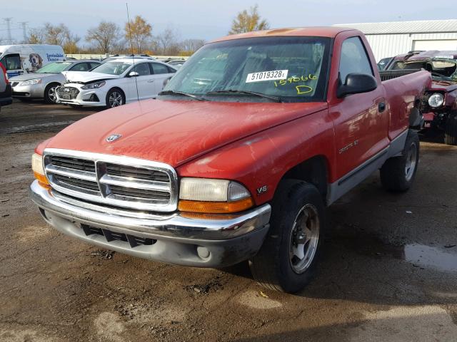 1B7FL26X8VS168028 - 1997 DODGE DAKOTA RED photo 2