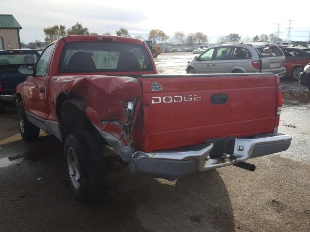 1B7FL26X8VS168028 - 1997 DODGE DAKOTA RED photo 3