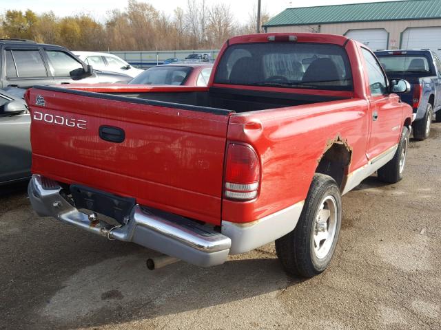 1B7FL26X8VS168028 - 1997 DODGE DAKOTA RED photo 4