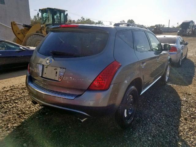 JN8AZ08W26W532511 - 2006 NISSAN MURANO SL GRAY photo 4