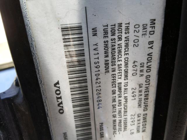 YV1TS91D421264844 - 2002 VOLVO S80 T6 TUR BLACK photo 10