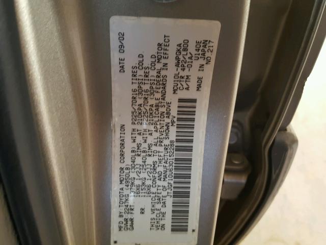 JTJGF10U630152288 - 2003 LEXUS RX 300 GOLD photo 10