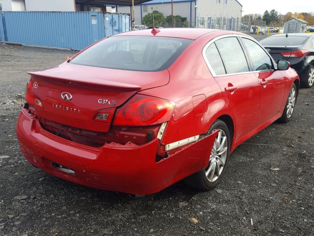 JN1CV6AR6AM456161 - 2010 INFINITI G37 RED photo 4