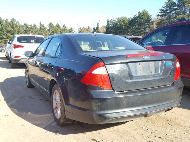 3FAHP0GA7AR129499 - 2010 FORD FUSION S BLACK photo 3