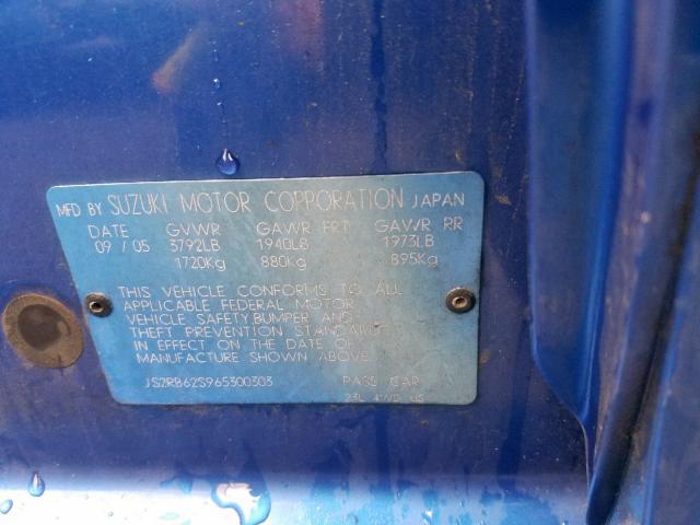 JS2RB62S965300303 - 2006 SUZUKI AERIO BLUE photo 10