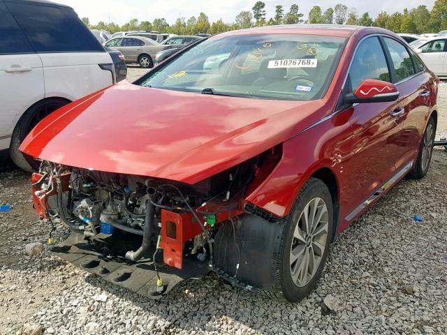 5NPE34AF2HH578414 - 2017 HYUNDAI SONATA SPO RED photo 2