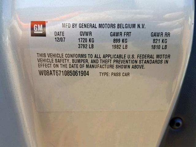 W08AT671085061904 - 2008 SATURN ASTRA XR GRAY photo 10