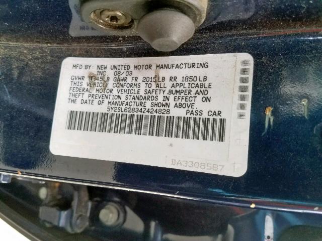 5Y2SL62834Z424828 - 2004 PONTIAC VIBE BLUE photo 10