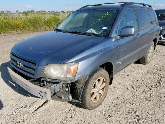 JTEGP21A760099367 - 2006 TOYOTA HIGHLANDER BLUE photo 2